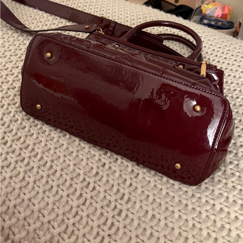 GUESS Burgundy Quilted Women's Faux Leather Bag - Picture 2 of 4